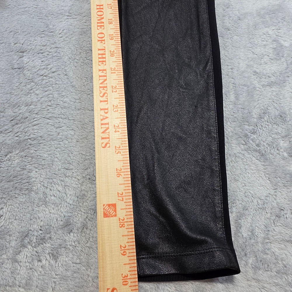 BCBGMAXAZRIA‎ Women Small Black Leggings Faux Leather Ribbed Panel Moto - Picture 4 of 10